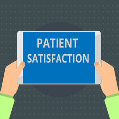Text sign showing Patient Satisfaction. Conceptual photo Indicator for measuring the quality in health care.
