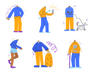 Group of old people isolated. Vector illustration.