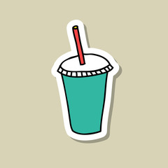 soda take away cup doodle icon, vector illustration