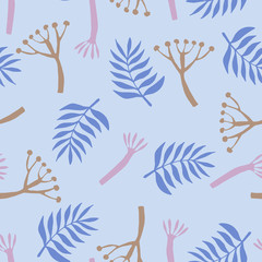 Botanical pattern with leaves in flat style.