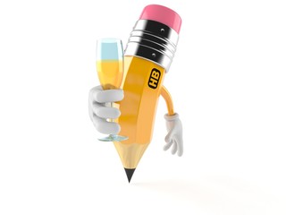 Pencil character toasting