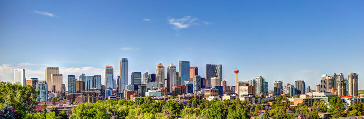 Fototapeta na wymiar Calgary Alberta Panoramic Skyline Summer 2019