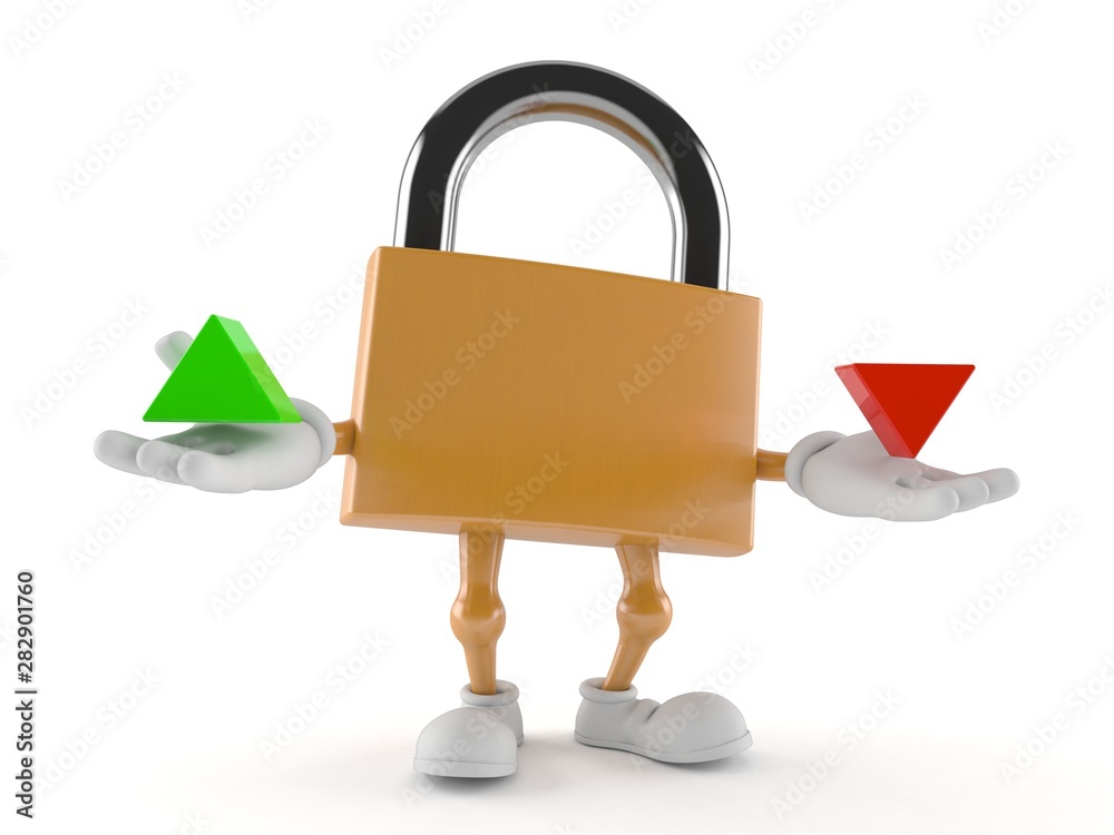 Sticker padlock character with up and down arrow