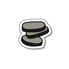 Fototapeta na wymiar coins doodle icon, vector illustration