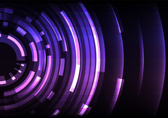 purple abstract circle background, digital overlap layer line, simple technology design template, vector illustration