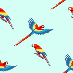 Tropical seamless pattern wih ara parrot. Vector wallpaper. © yulyyulia