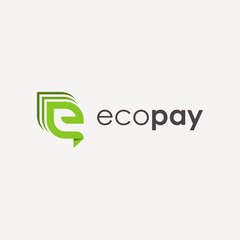 letter E for eco pay logo design