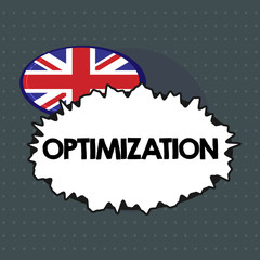 Text sign showing Optimization. Conceptual photo Making the best or most effective use of a situation resource.