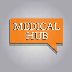 Conceptual hand writing showing Medical Hub. Business photo text Common connection point for medical devices in a network.