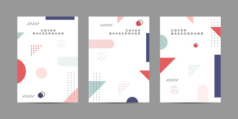 Placard templates set with Geometric shapes, Memphis geometric style flat and line design elements. Memphis art for covers, banners, flyers and posters. Eps10 vector illustrations