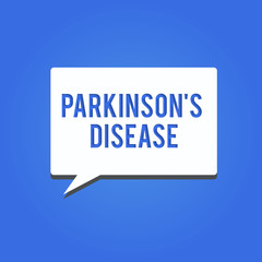 Word writing text Parkinson s is Disease. Business concept for nervous system disorder that affects movement.
