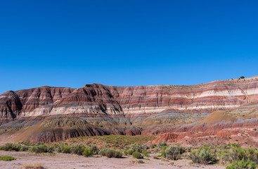 Landscape of multi-colored striped hillside at Paria Canyon in Grand Staircase Escalante National Monument