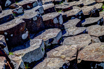 Close up details of Giant's Causeway Rock Formations