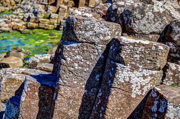 Close up details of Giant's Causeway Rock Formations