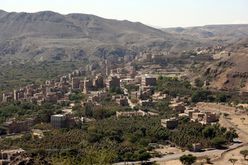 Fototapeta na wymiar Small rural town north-west of Sanaa, Yemen on 15 November 2008