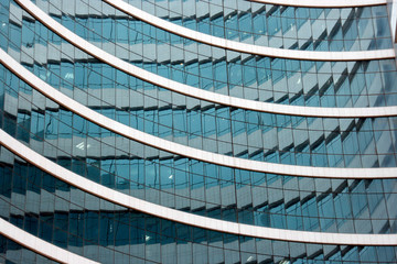 One building reflected in another in Riyadh, Saudi Arabia