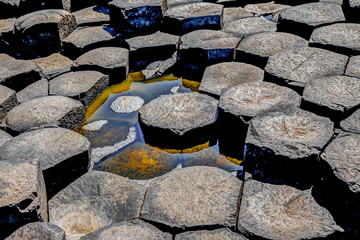 Close up details of Giant's Causeway Rock Formations