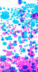 Spectacular background with blue and magenta drops of liquid on a white background