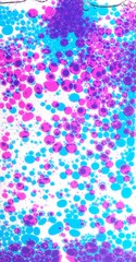 Spectacular background with blue and magenta drops of liquid on a white background