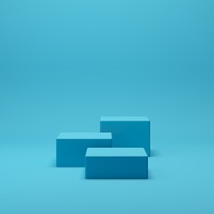 3d render abstract geometry shape podium scene with blue background for display and product 