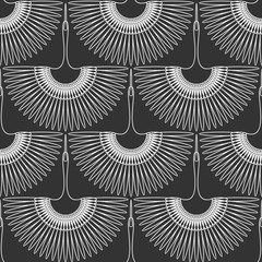 Flying bird. Swan. Seamless oriental pattern. Vector wallpaper.