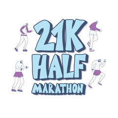 21 k run text isolated. Vector text illustration.