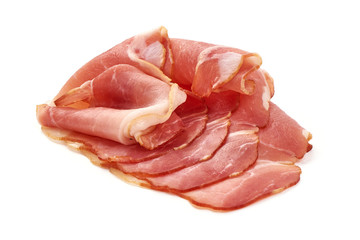 Slices of jamon, isolated on white background