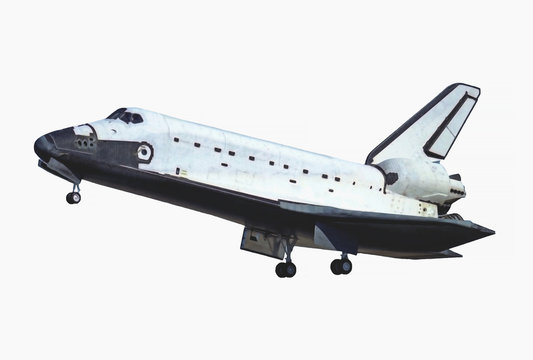 The space shuttle, during take-off, isolated on a white background. Elements of this image were furnished by NASA