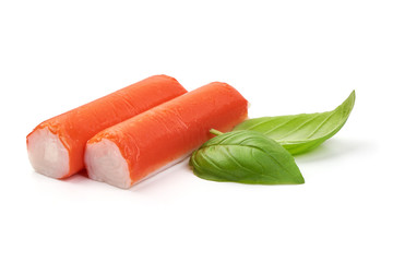 Delicious, fresh crab sticks, crabmeat, isolated on white background © GSDesign