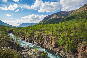 Fototapeta na wymiar Hoisey River Gorge, Putorana Plateau, Siberia