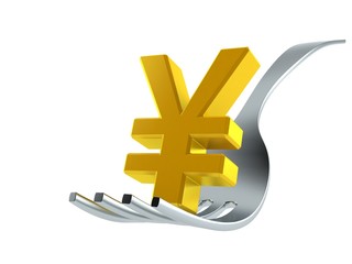 Obraz premium Yen currency with fork