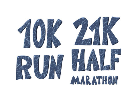10k and 21k run text isolated. Vector text.