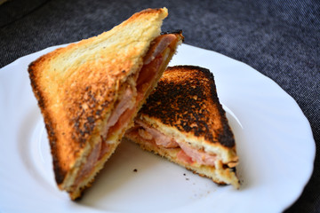 Grilled ham and cheese sandwich