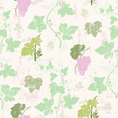 grungy vine and grape seamless pattern - 282911102