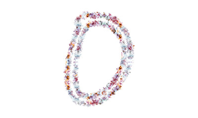 Flower alphabet. Colorful font. Uppercase, lowercase and numbers.