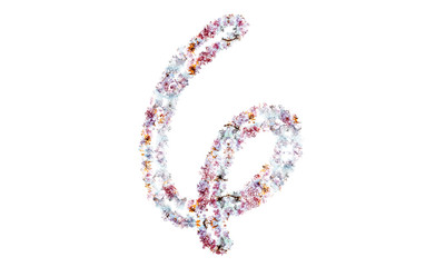 Flower alphabet. Colorful font. Uppercase, lowercase and numbers.