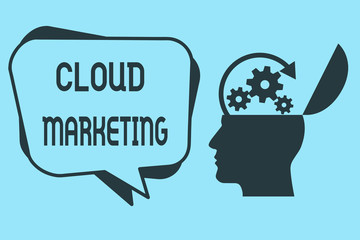 Word writing text Cloud Marketing. Business concept for The process of an organisation to market their services.