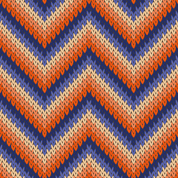 Fototapeta Sweater chevron knitted seamless pattern vector design.