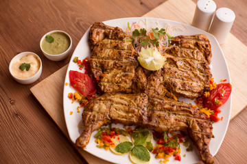 grilled meat with vegetables