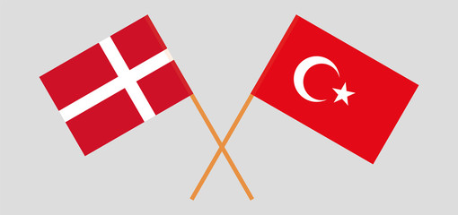 Greece and Denmark. Crossed Greek and Danish flags