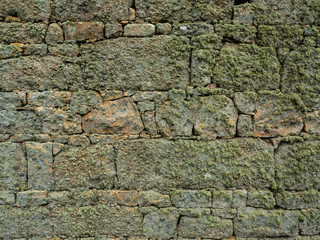 Lichen encrusted stone wall