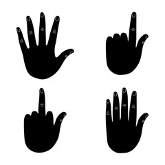 Hand gesture. Hand silhouette isolated on white background. Vector illustration.