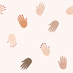 Hands gestures. Woman hands silhouette isolated on white background. Vector colorful illustration.  Union of feminists, sisterhood