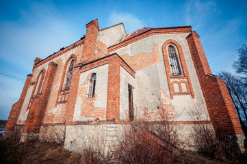 Outdoor view of an old abandoned church