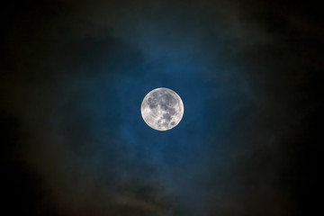 Naklejka na ściany i meble Full moon on the dark blue sky