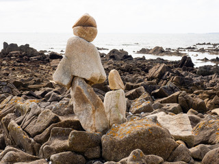 Stone balancing scuplture, Quiberon, Brittany