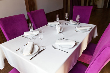 Restaurant table setting for a celebration