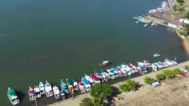 Paraty, Brazil, boats, aerial view, drone footage