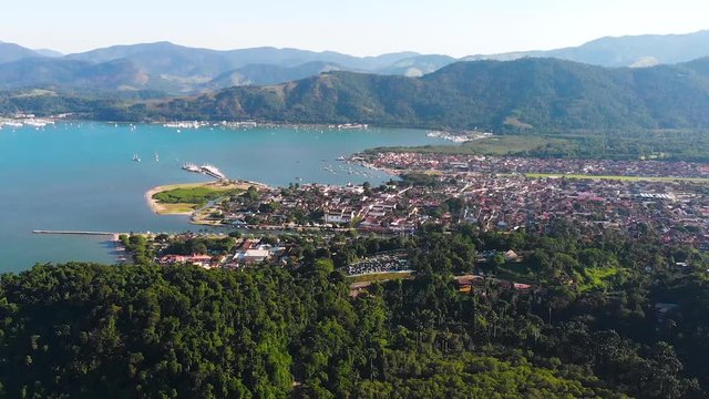 Paraty, Brazil, Gulf Ilha Grande, aerial view, drone footage