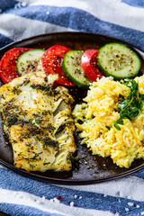 Fish dish - fried cod fillet and vegetables